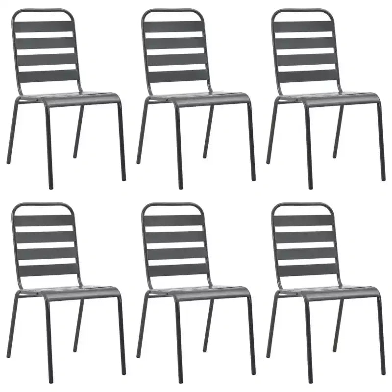 vidaXL Set da pranzo da esterno tavolo e sedie Set mobili da esterno in acciaio grigio scuro