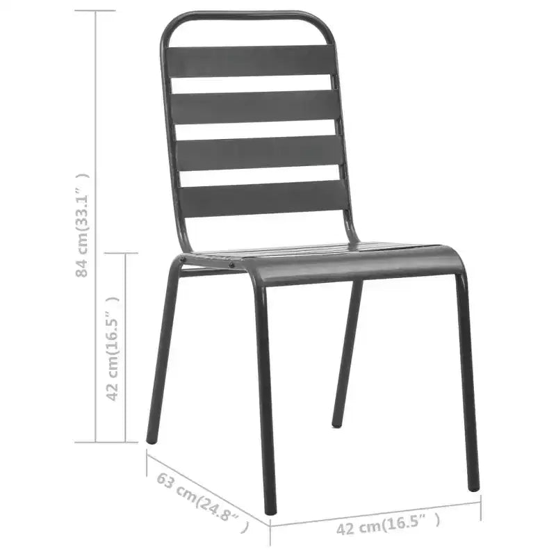 vidaXL Set da pranzo da esterno tavolo e sedie Set mobili da esterno in acciaio grigio scuro