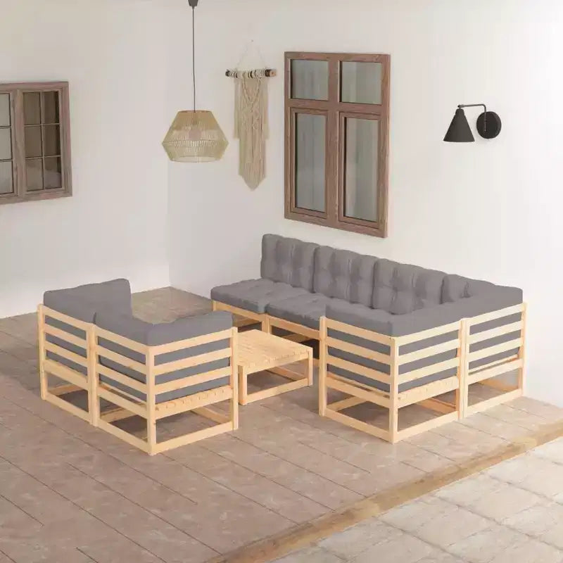 vidaXL Divano Sezionale da Giardino con Cuscini in Legno Massello di Acacia - Naturale