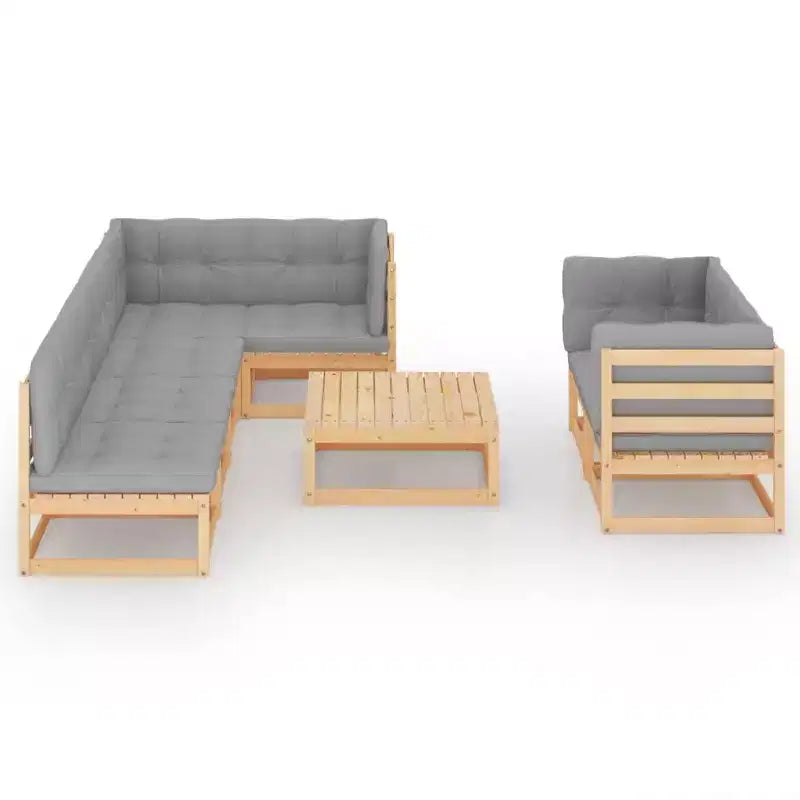 vidaXL Divano Sezionale da Giardino con Cuscini in Legno Massello di Acacia - Naturale