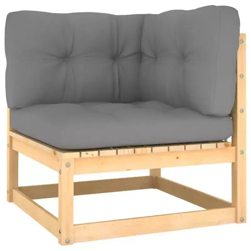 vidaXL Set Divani da Giardino 12 pz Set Mobili da Esterno in Legno Massello di Pino Naturale con Cuscini