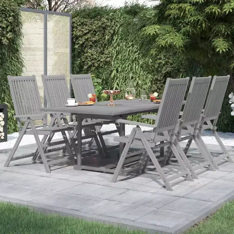 vidaXL Set da pranzo da esterno in legno massello di acacia 7 pezzi da giardino, rettangolare
