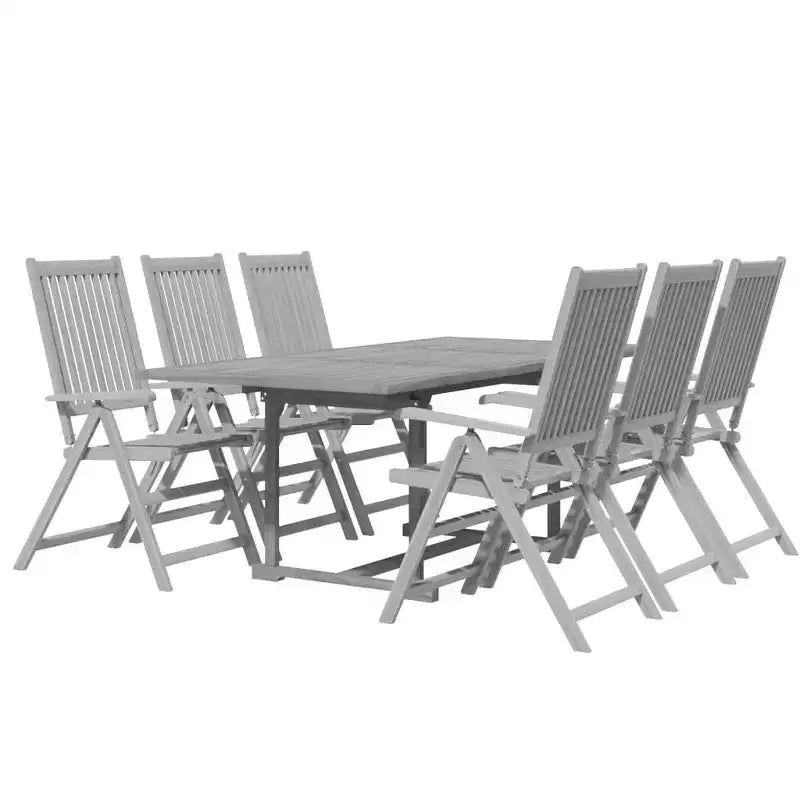 vidaXL Set da pranzo da esterno in legno massello di acacia 7 pezzi da giardino, rettangolare