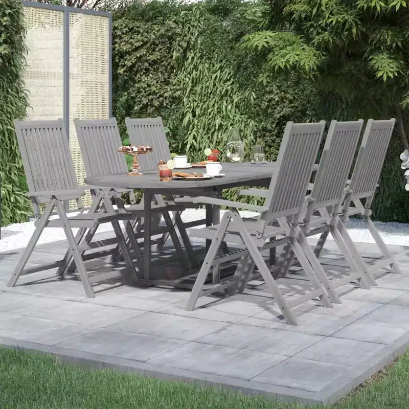 vidaXL Set da pranzo da giardino 7 pz in legno massello di acacia forma ovale/rettangolare