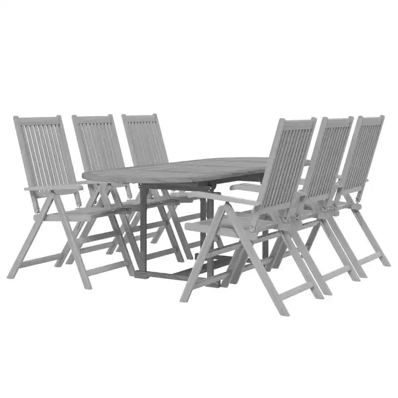vidaXL Set da pranzo da giardino 7 pz in legno massello di acacia forma ovale/rettangolare