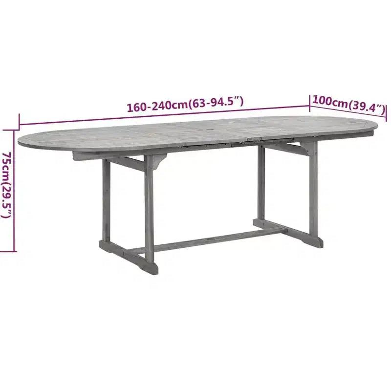 vidaXL Set da pranzo da giardino 7 pz in legno massello di acacia forma ovale/rettangolare