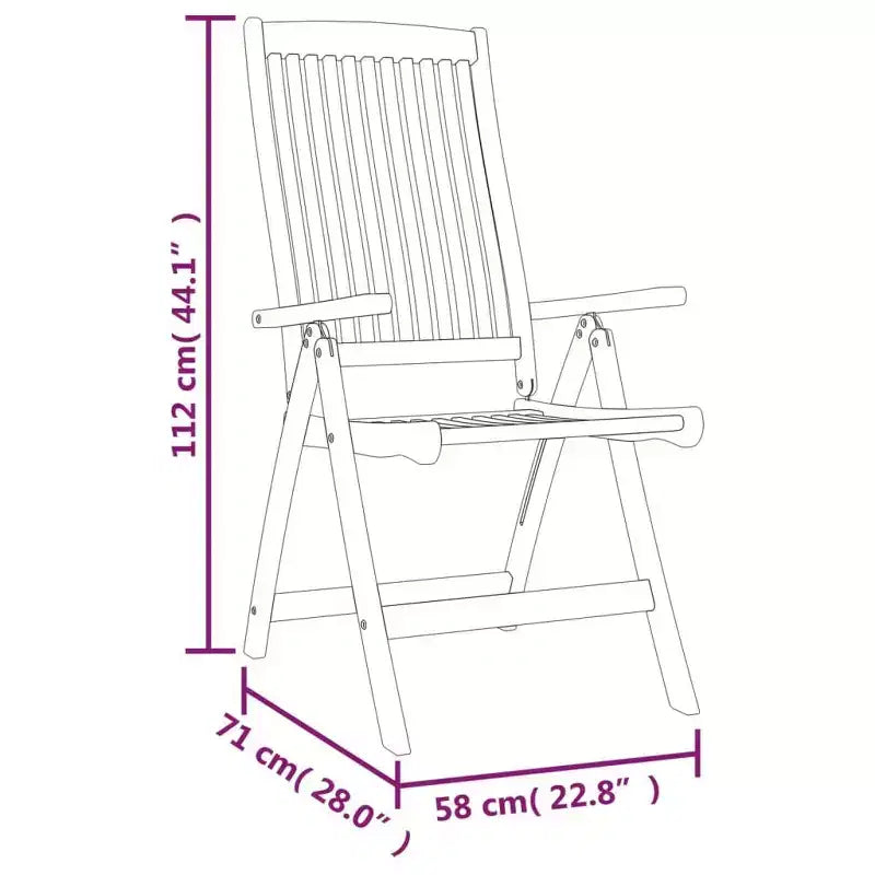 vidaXL Set da pranzo da esterno in legno massello di eucalipto con sedie reclinabili e foro per ombrellone - Set da pranzo da giardino, stile rustico, marrone