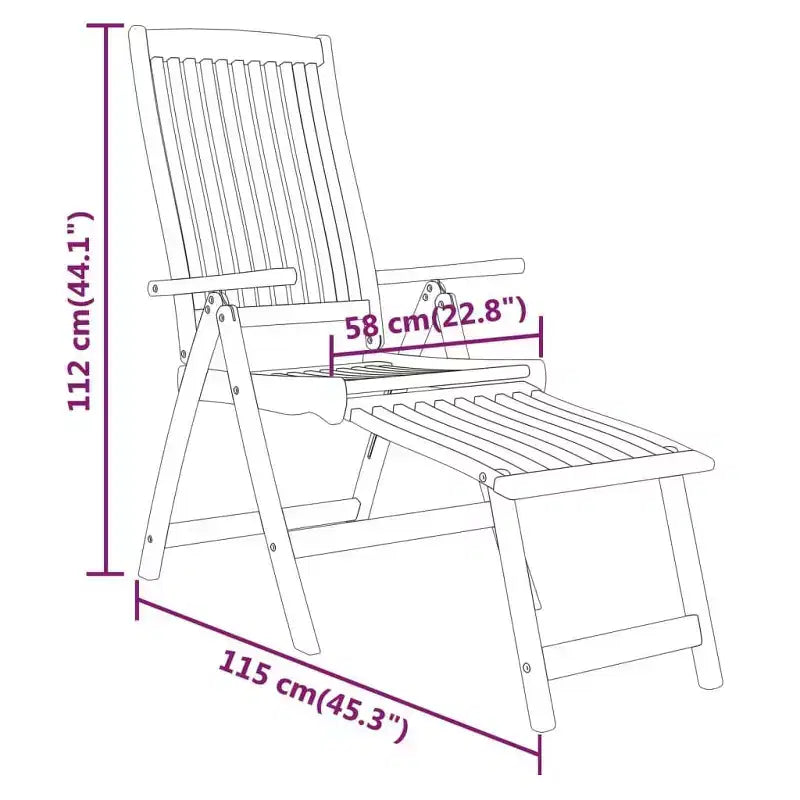 vidaXL Set da pranzo da esterno in legno massello di eucalipto con sedie reclinabili e foro per ombrellone - Set da pranzo da giardino, stile rustico, marrone