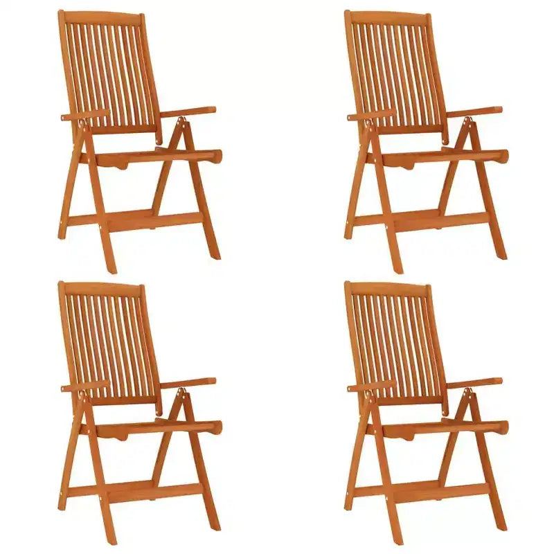 vidaXL Set da pranzo da esterno in legno massello di eucalipto con sedie reclinabili e foro per ombrellone - Set da pranzo da giardino, stile rustico, marrone