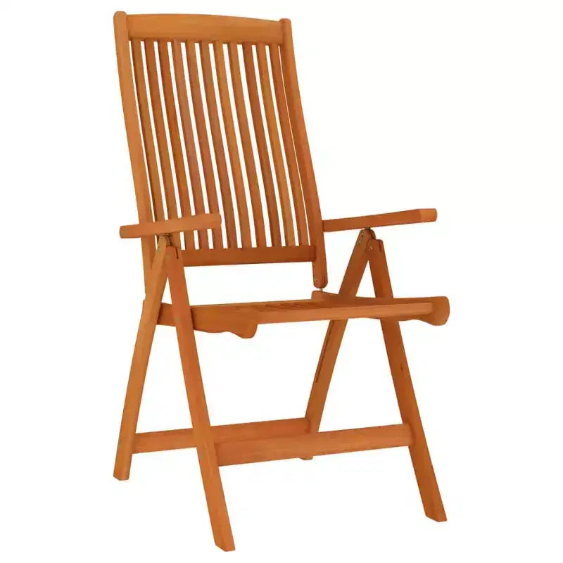 vidaXL Set da pranzo da esterno in legno massello di eucalipto con sedie reclinabili e foro per ombrellone - Set da pranzo da giardino, stile rustico, marrone