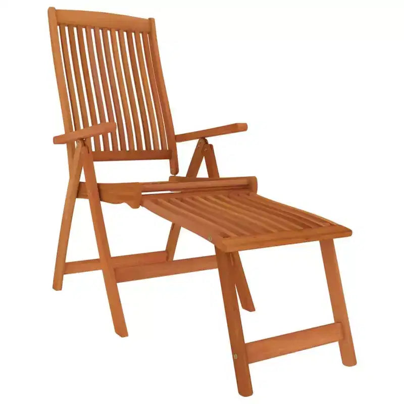 vidaXL Set da pranzo da esterno in legno massello di eucalipto con sedie reclinabili e foro per ombrellone - Set da pranzo da giardino, stile rustico, marrone