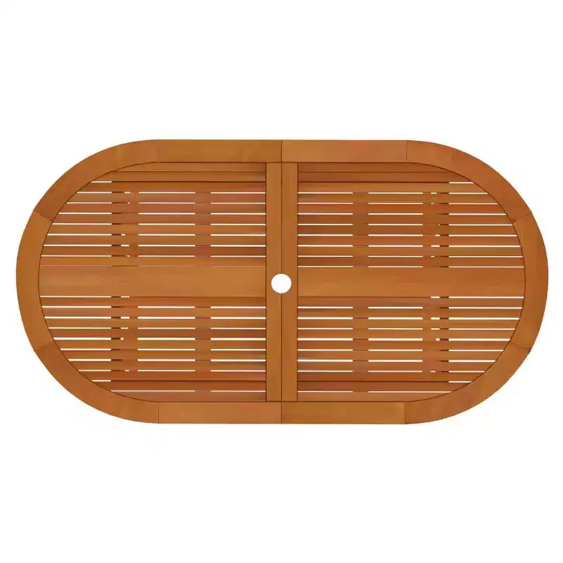 vidaXL Set da pranzo da esterno in legno massello di eucalipto con sedie reclinabili e foro per ombrellone - Set da pranzo da giardino, stile rustico, marrone