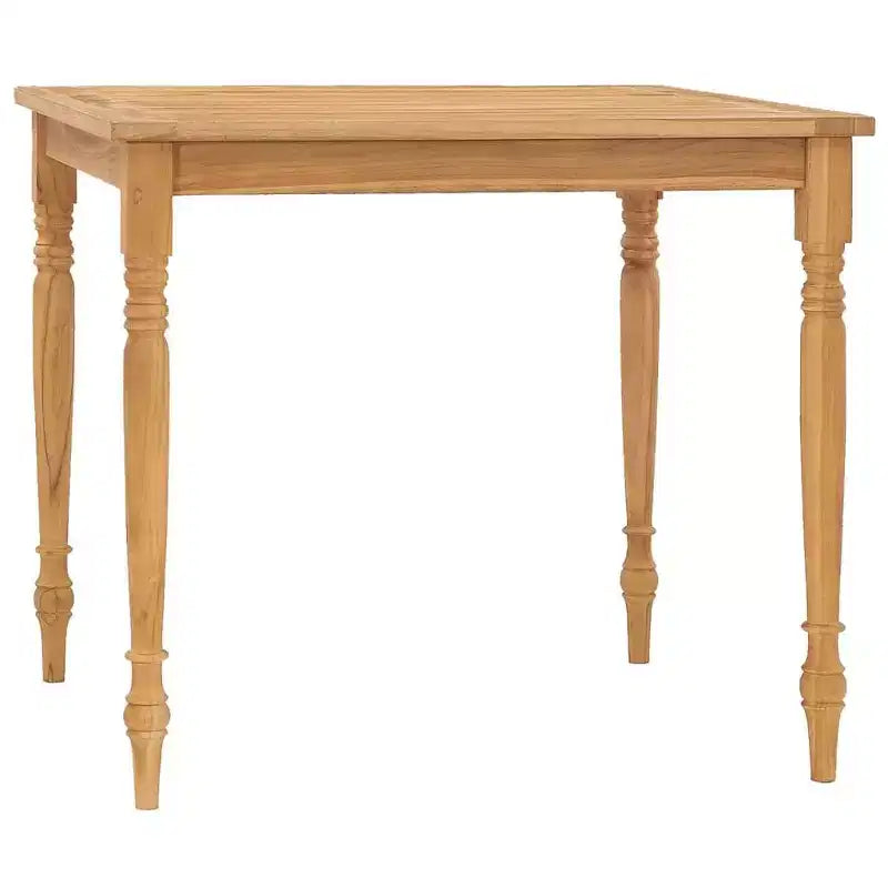 vidaXL Set da pranzo per esterni - Set da patio 3 pezzi, Legno massello di teak, Tavolo quadrato, Stile retrò, Sedie imbottite, Cuscini grigio scuro