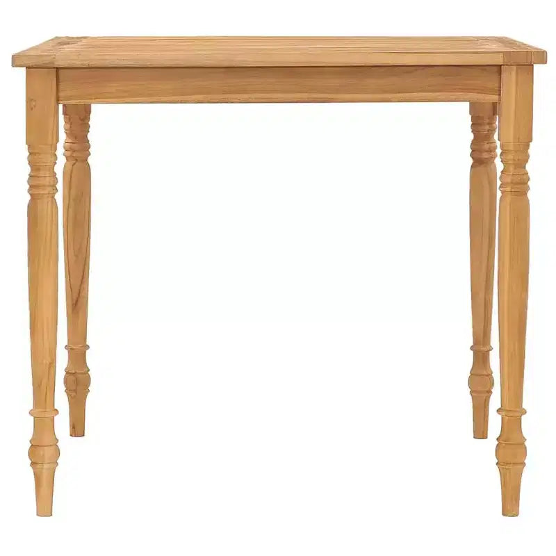 vidaXL Set da pranzo per esterni - Set da patio 3 pezzi, Legno massello di teak, Tavolo quadrato, Stile retrò, Sedie imbottite, Cuscini grigio scuro