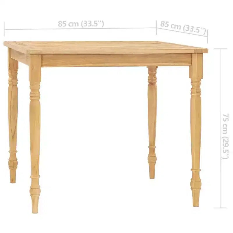 vidaXL Set da pranzo per esterni - Set da patio 3 pezzi, Legno massello di teak, Tavolo quadrato, Stile retrò, Sedie imbottite, Cuscini grigio scuro
