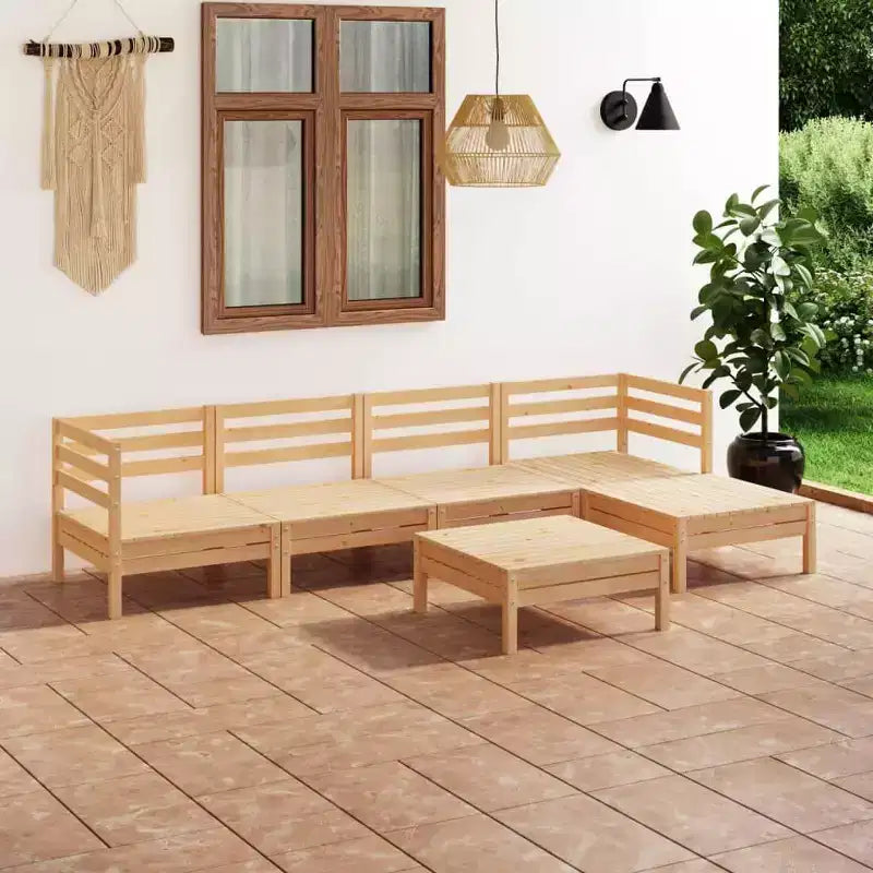 vidaXL Set lounge da giardino Marrone chiaro Legno di pino massello Modulare medio