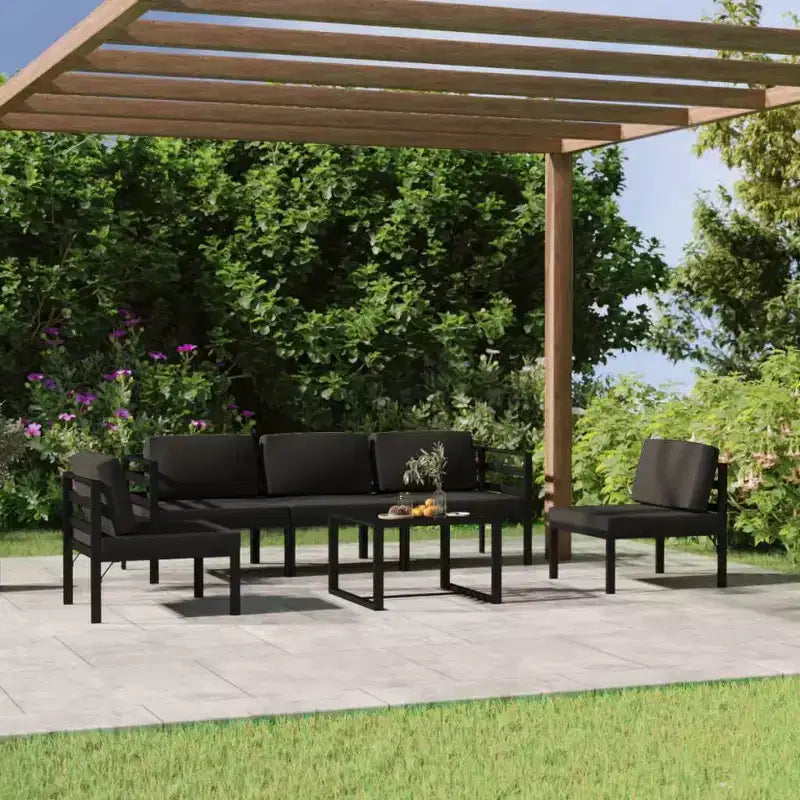 vidaXL Set Divani da Giardino Set Divani Sezionali da Esterno Tavolo Alluminio Antracite
