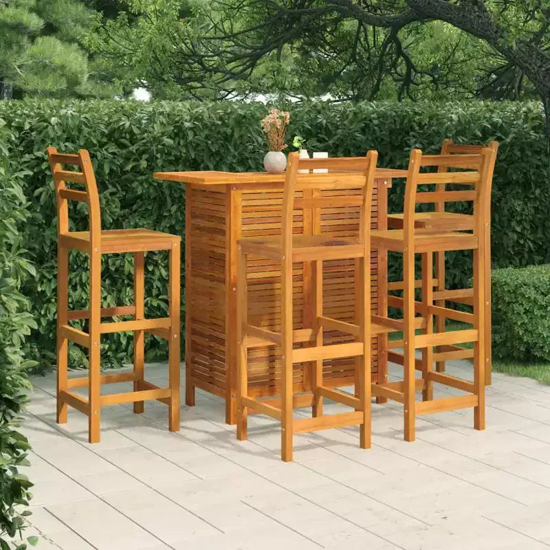 vidaXL Set da bar da giardino Marrone Legno massello di acacia Poggiapiedi medio