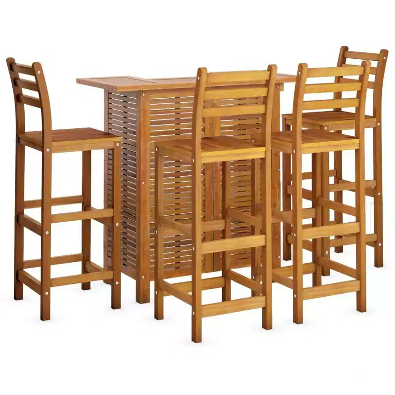 vidaXL Set da bar da giardino Marrone Legno massello di acacia Poggiapiedi medio