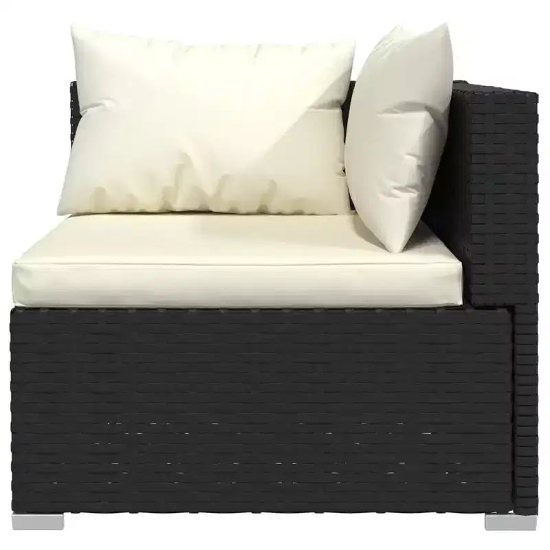 vidaXL Set da Salotto da Giardino Nero con cuscini color crema