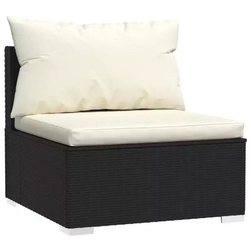vidaXL Set da Salotto da Giardino Nero con cuscini color crema