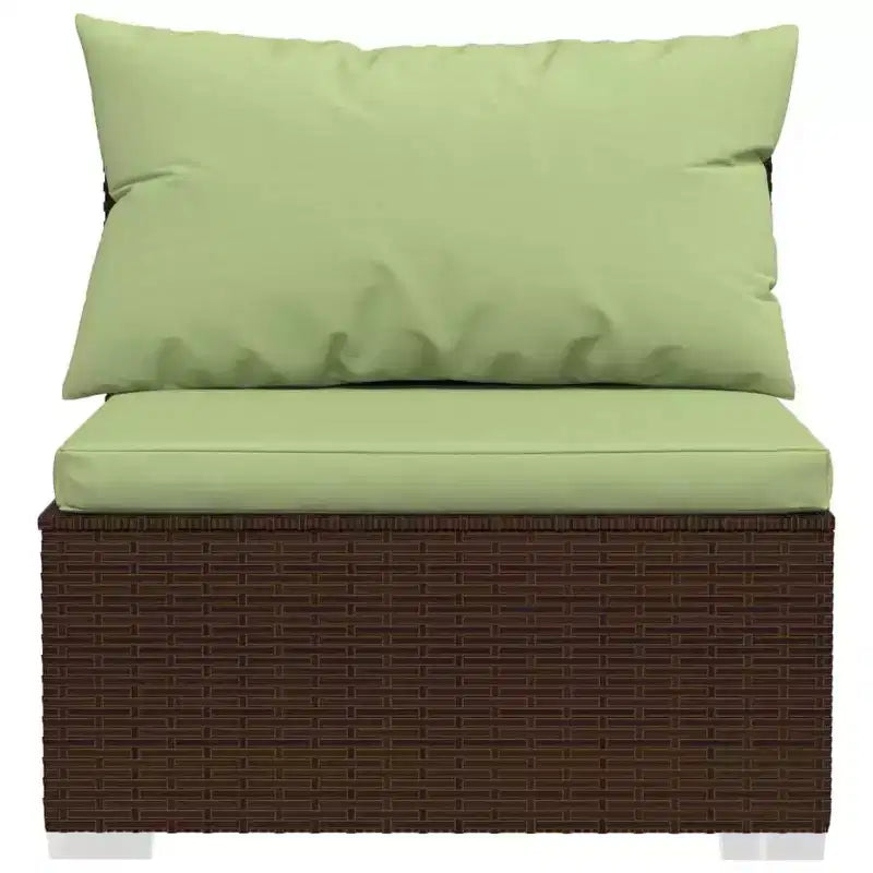 vidaXL Set da Salotto da Giardino con Design Modulare, Telaio in Acciaio Verniciato a Polvere, Rattan PE Resistente all'Acqua e Cuscini - Marrone e Verde