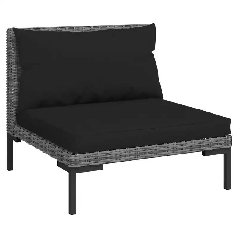 vidaXL Set Divani da Giardino 9 pz con Cuscini Rattan Tondo Grigio Scuro