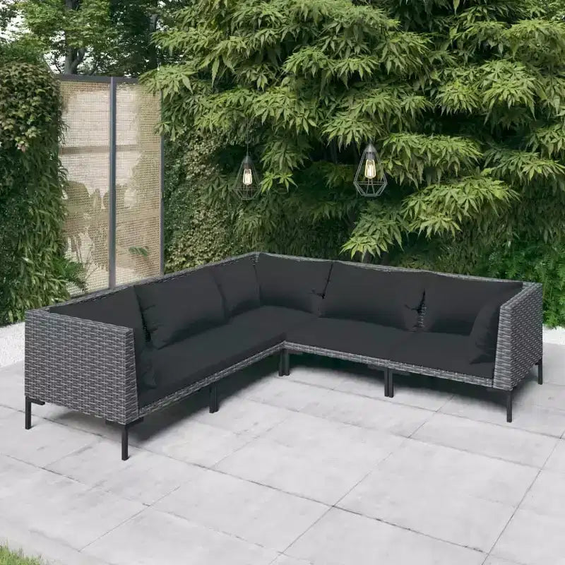 vidaXL Set Divani da Giardino Set di Divani Sezionali da Esterno Tavolo Polyrattan Grigio Scuro