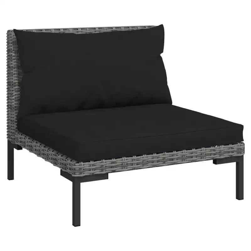 vidaXL Set da Salotto da Esterno a 14 Pezzi Divano Sezionale Grigio Scuro in Poly Rattan con Cuscini per Giardino/Patio/Terrazza