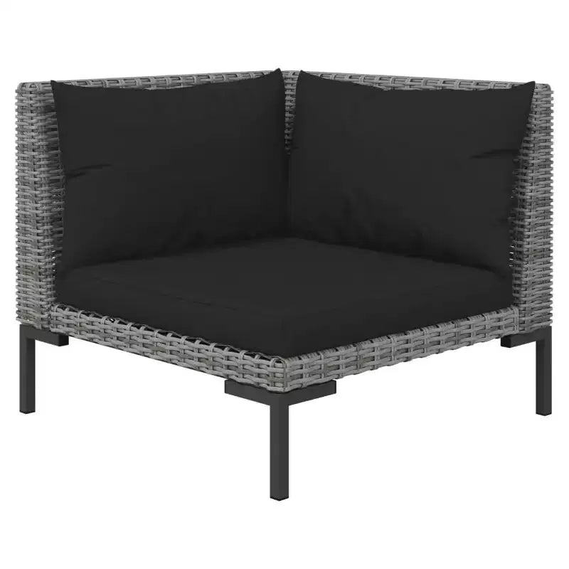 vidaXL Set da Salotto da Esterno a 14 Pezzi Divano Sezionale Grigio Scuro in Poly Rattan con Cuscini per Giardino/Patio/Terrazza