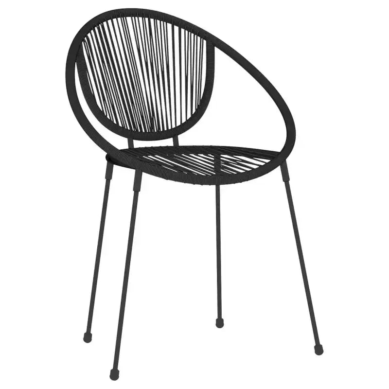 vidaXL Set da pranzo in acciaio verniciato a polvere nero, vetro, rattan in PVC Medi
