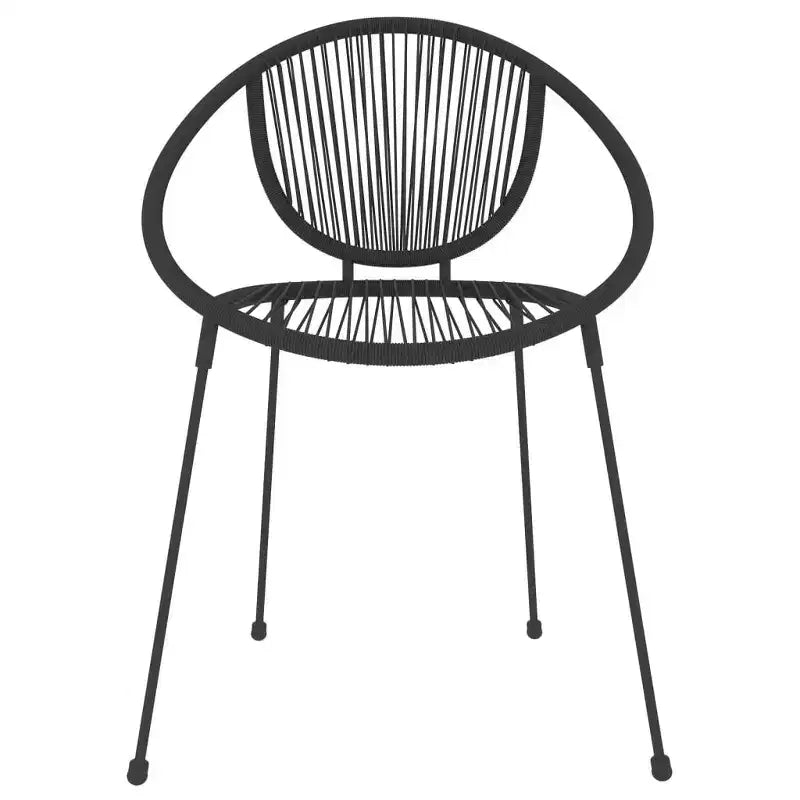 vidaXL Set da pranzo in acciaio verniciato a polvere nero, vetro, rattan in PVC Medi