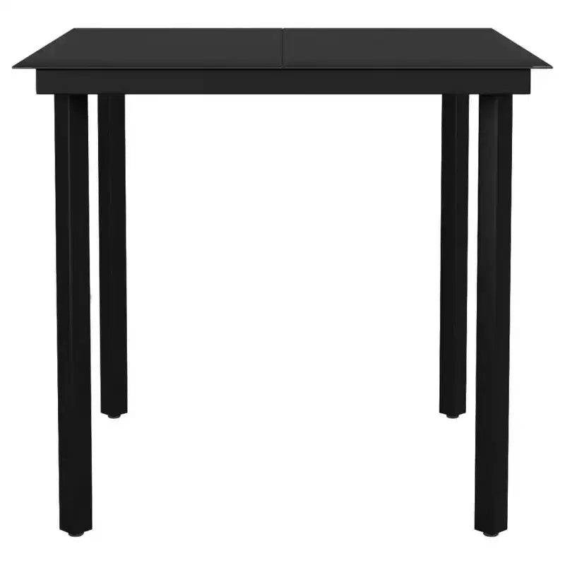 vidaXL Set da pranzo in acciaio verniciato a polvere nero, vetro, rattan in PVC Medi