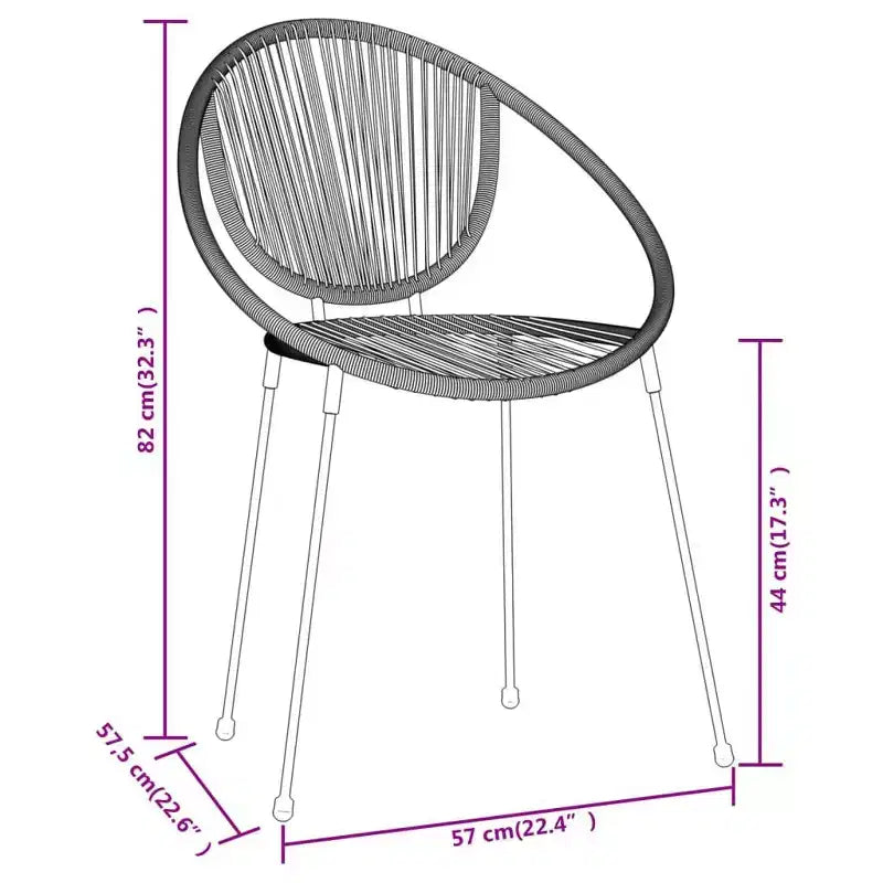 vidaXL Set da pranzo in acciaio verniciato a polvere nero, vetro, rattan in PVC Medi