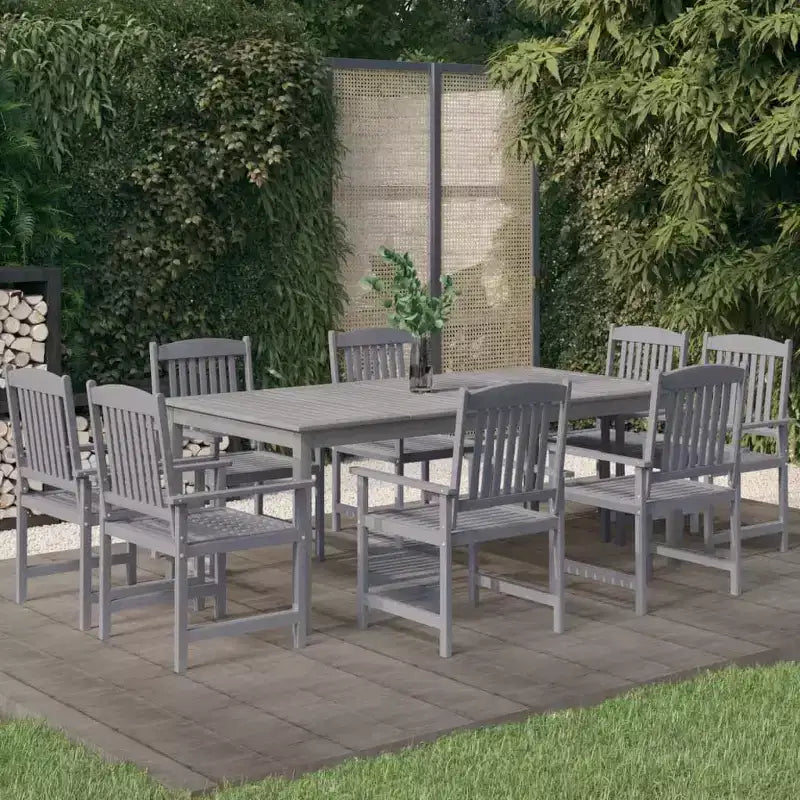 vidaXL Set da Pranzo per Patio Tavolo e Sedie Mobili in Legno Massello di Acacia Grigio