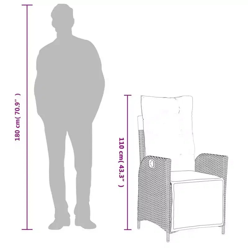 vidaXL Set da Pranzo da Esterno 7 pz con Cuscini in Poly Rattan Grigio