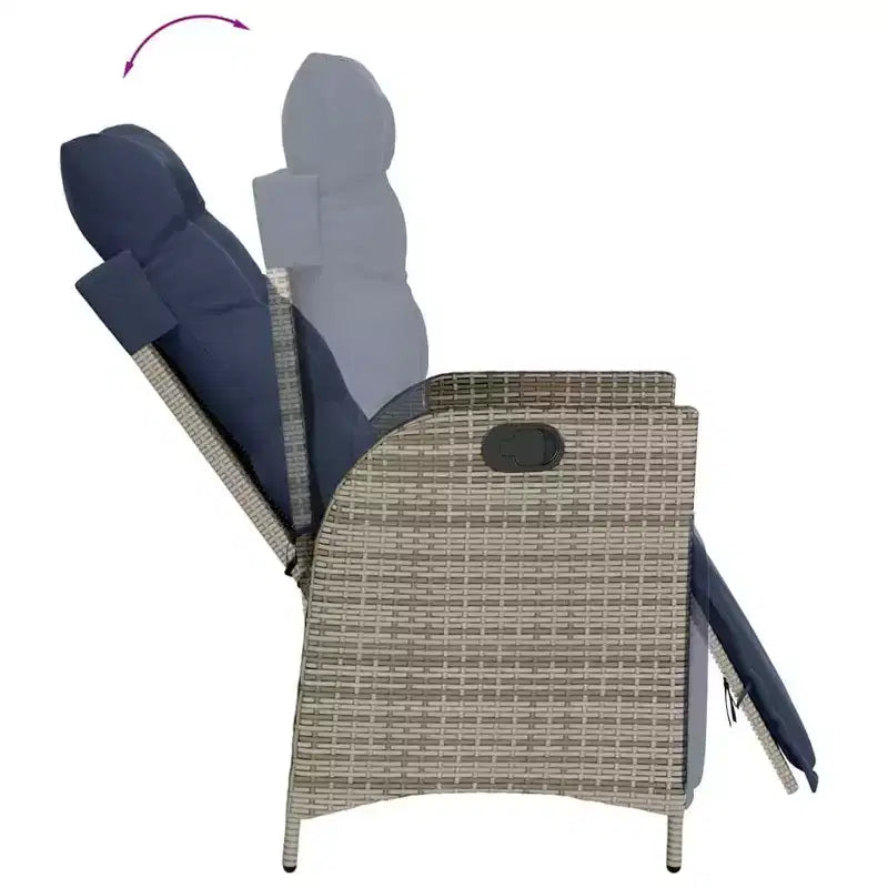 vidaXL Set da Pranzo da Esterno 7 pz con Cuscini in Poly Rattan Grigio