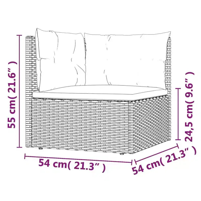 vidaXL - Set di mobili da giardino da 7 pezzi - Divano componibile in polyrattan grigio con cuscini - Sedute modulari per esterni - Sedili regolabili