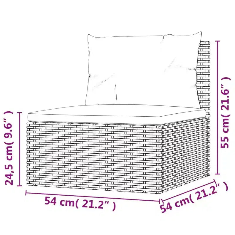 vidaXL - Set di mobili da giardino da 7 pezzi - Divano componibile in polyrattan grigio con cuscini - Sedute modulari per esterni - Sedili regolabili