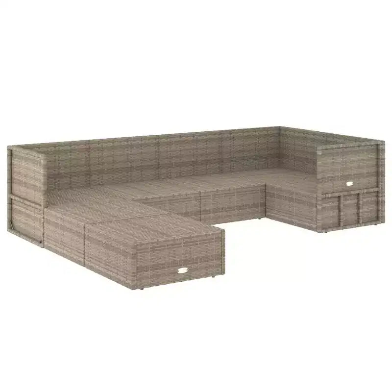 vidaXL - Set di mobili da giardino da 7 pezzi - Divano componibile in polyrattan grigio con cuscini - Sedute modulari per esterni - Sedili regolabili