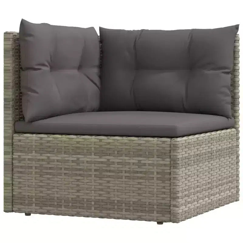 vidaXL - Set di mobili da giardino da 7 pezzi - Divano componibile in polyrattan grigio con cuscini - Sedute modulari per esterni - Sedili regolabili