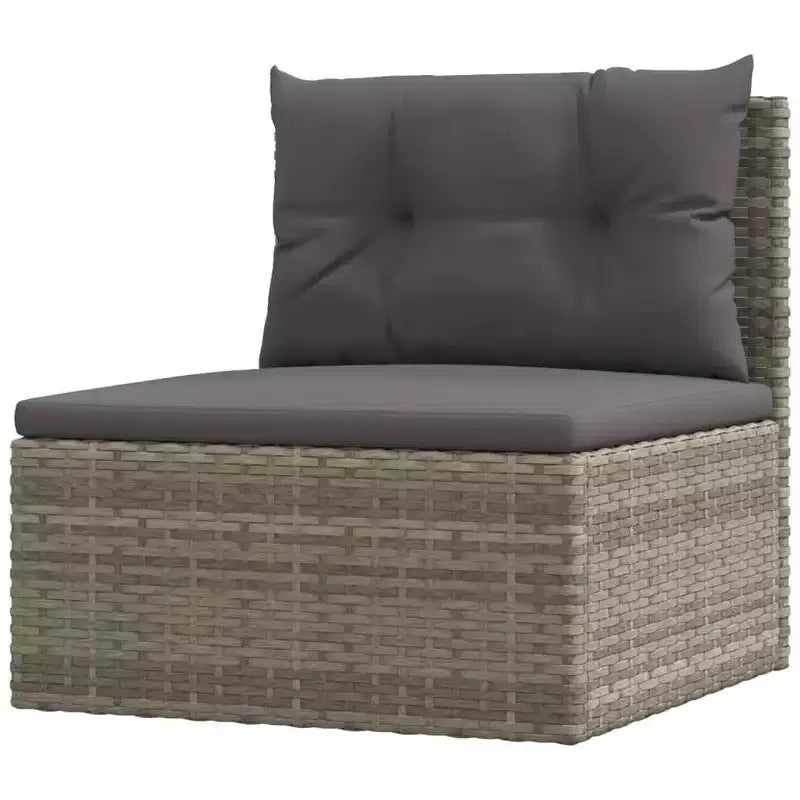 vidaXL - Set di mobili da giardino da 7 pezzi - Divano componibile in polyrattan grigio con cuscini - Sedute modulari per esterni - Sedili regolabili