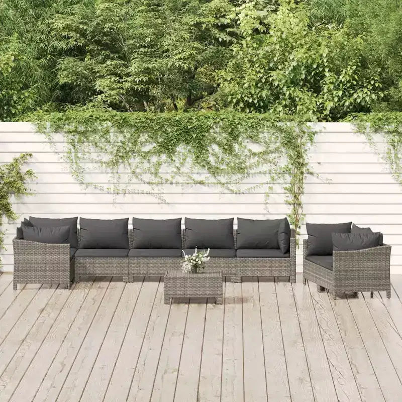vidaXL Set Mobili da Giardino Set Divani Poltrone con Cuscini Rattan Sintetico Grigio