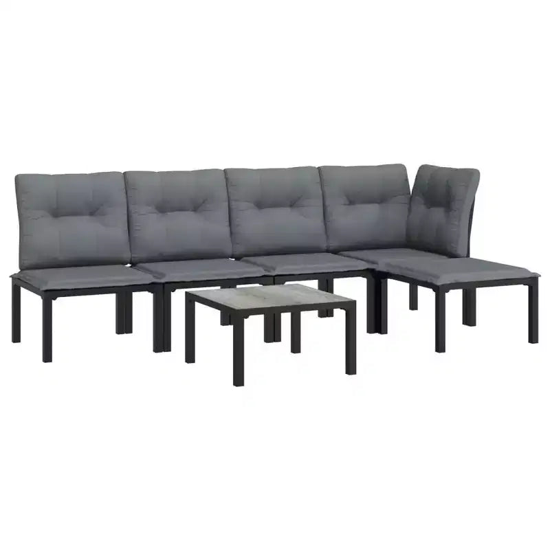 vidaXL Set Divani da Giardino per Patio, Polyrattan Nero e Grigio, Mobili da Esterno Modulari