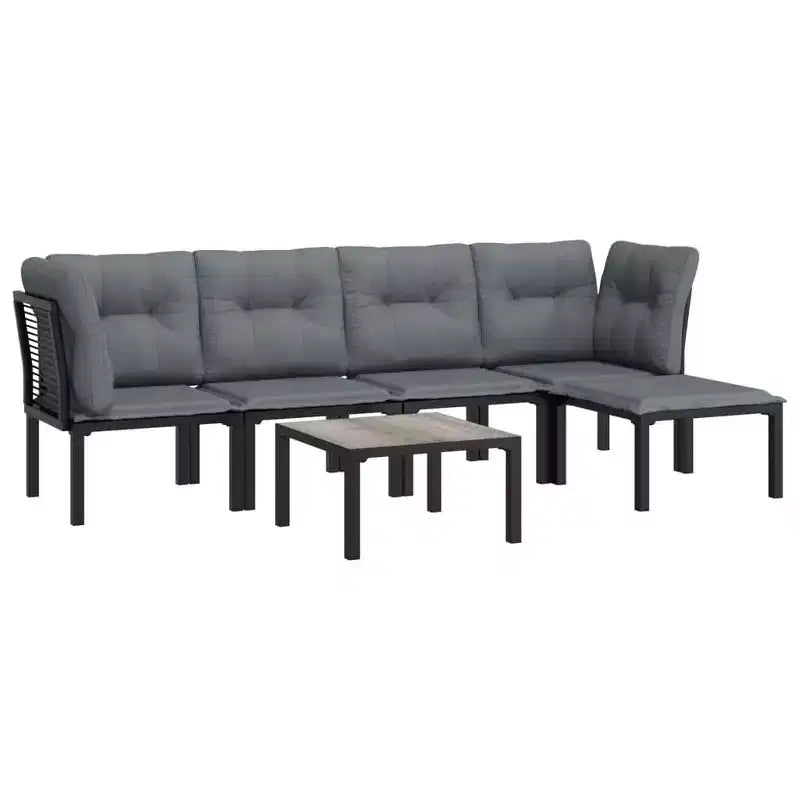 vidaXL Set Salotto da Giardino 6 pz Nero e Grigio Polirattan