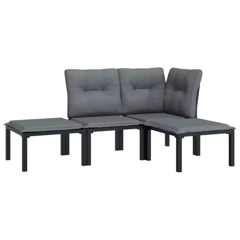 vidaXL Set salotto da esterno per giardino divano nero e grigio in polyrattan