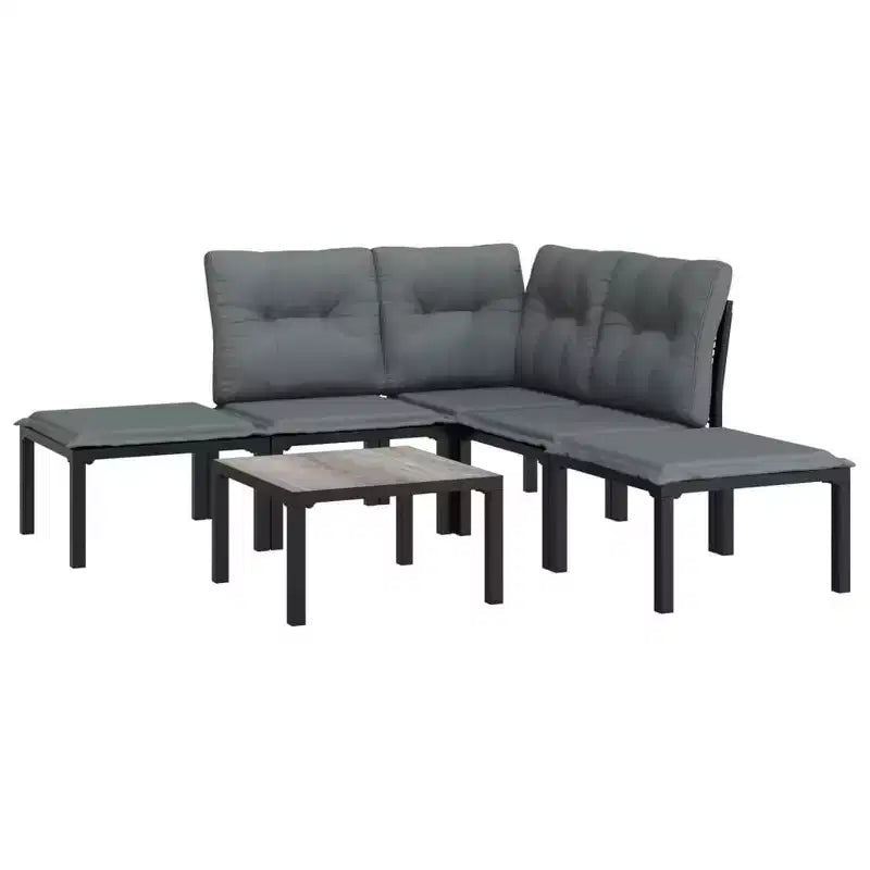vidaXL Set da Salotto da Giardino Mobili da Esterno in Polirattan Nero e Grigio
