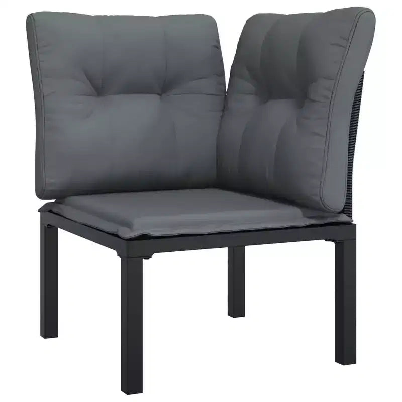 vidaXL Set da Salotto da Giardino Mobili da Esterno in Polirattan Nero e Grigio