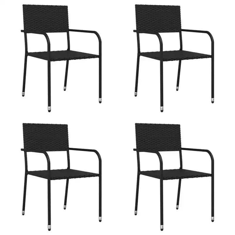 vidaXL Set da pranzo da giardino nero in polyrattan, acciaio, vetro temperato - Lunghezza tavolo 63 4 articoli