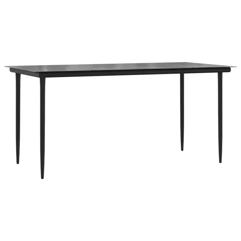 vidaXL Set da pranzo da giardino nero in polyrattan, acciaio, vetro temperato - Lunghezza tavolo 63 4 articoli